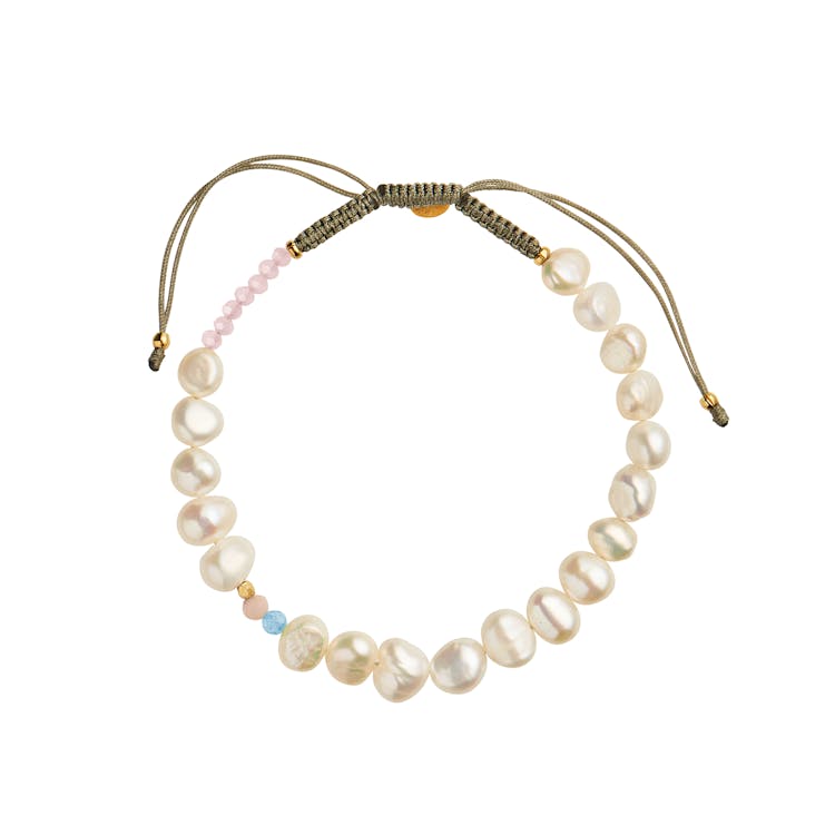 STINE A Jewelry Perlie Creme Bracelet With Blue & Pink Stone — Armband
